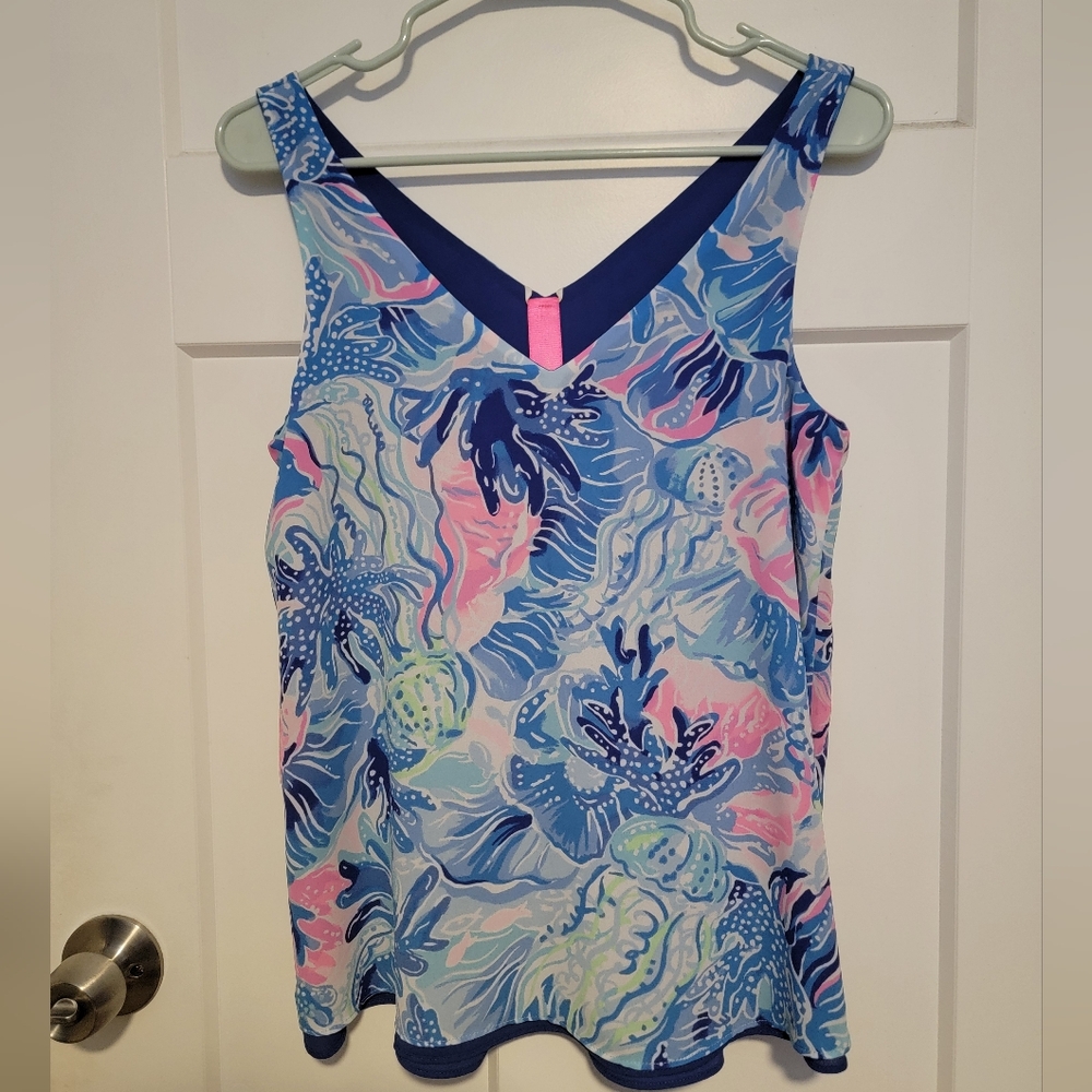 Vibrant Blue and Pink Women's Top